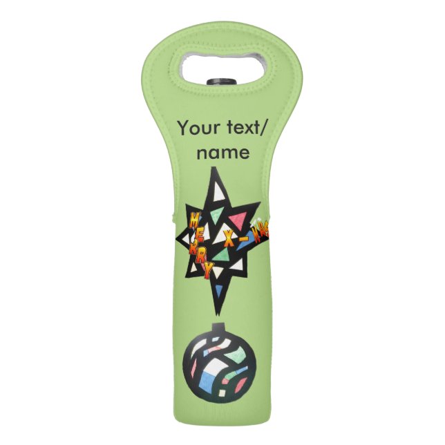 Merry Xmas Star Custom Wine Tote (Front)