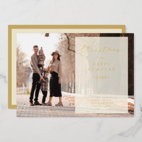 Merry Xmas Typography Transparency Overlay Photo  Foil Holiday Card