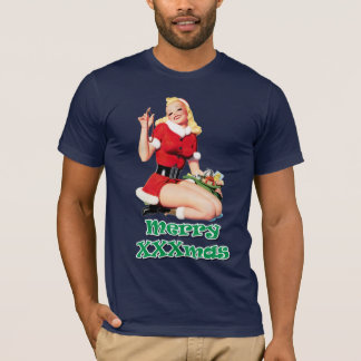 Merry XXXmas: Funny Christmas Vintage Pinup Girl T-Shirt