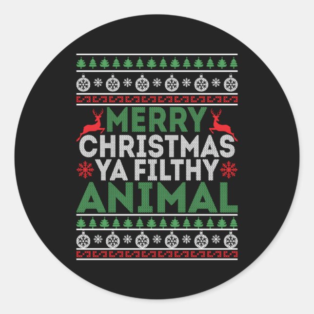 Merry Ya-Filthy Animal Pajama Classic Round Sticker (Front)