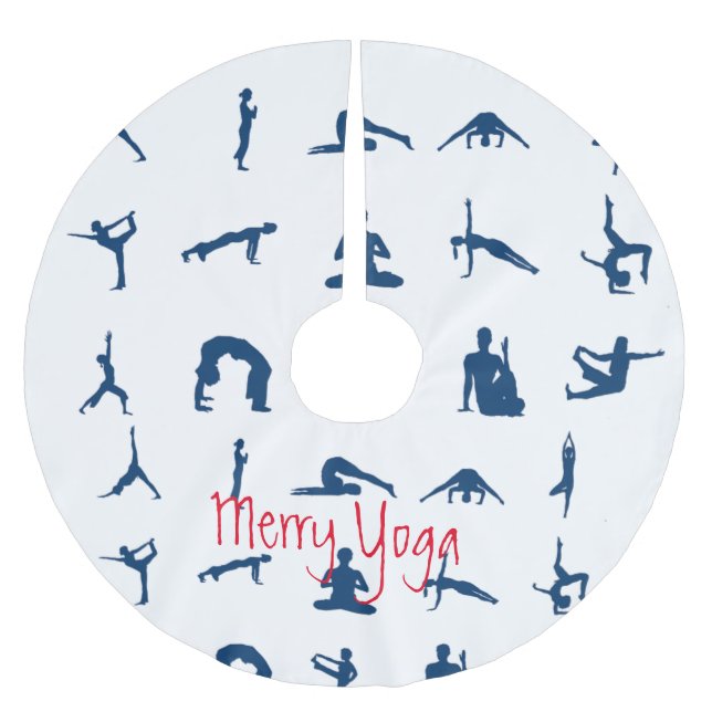 Merry Yoga Silhouette Yoga Poses Thunder_Cove Brushed Polyester Tree Skirt (Front)