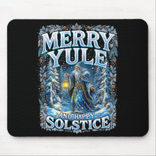 Merry Yule And Happy Solstice Mystic Winter Quote Mouse Pad