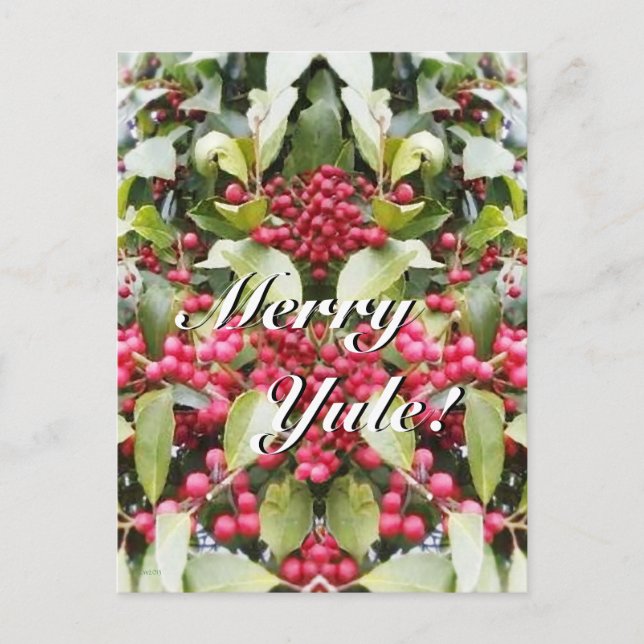 Merry Yule Berry Solstice Christmas Holiday Postcard (Front)