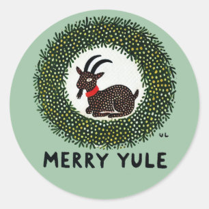 Merry Yule Goat Classic Round Sticker