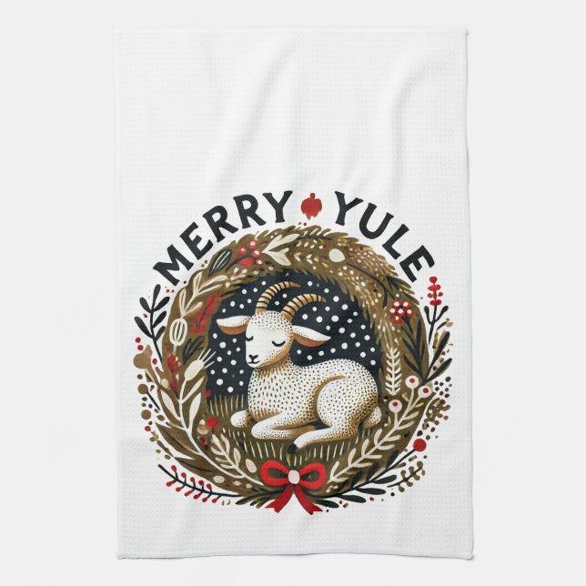 Merry Yule Goat                                    Kitchen Towel (Vertical)