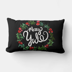 Merry Yule Pagan Holidays Wiccan Blessed Yule Lumbar Pillow