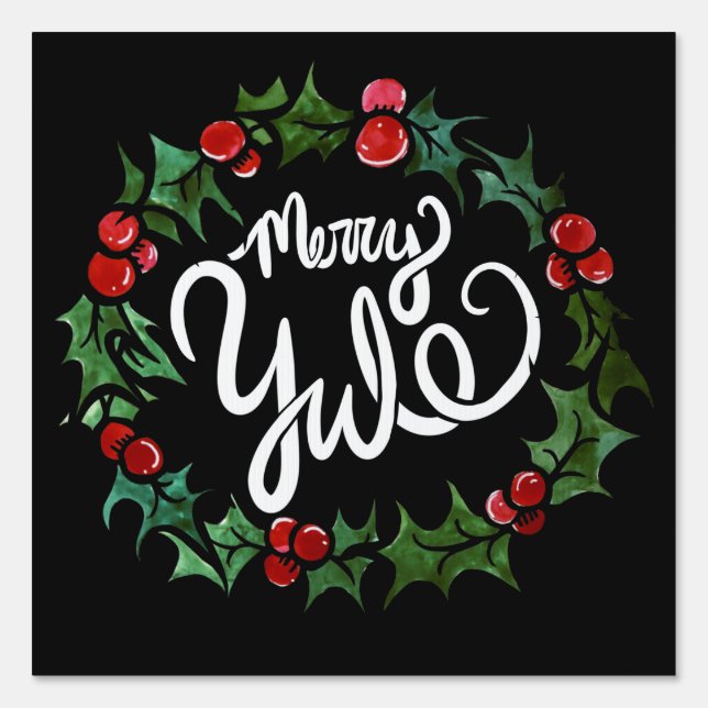 Merry Yule Pagan Holidays Wiccan Blessed Yule Sign (Front)