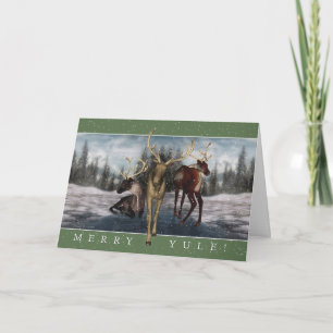 Merry Yule Winter Stag Greeting Card
