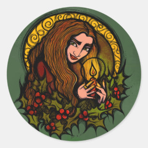 Merry Yule Witch Classic Round Sticker