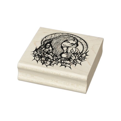 Merry Yule Witch Rubber Stamp