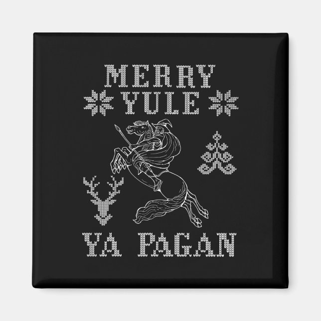 Merry Yule Ya Pagan Odin On Sleipnir Viking Christ Magnet (Front)