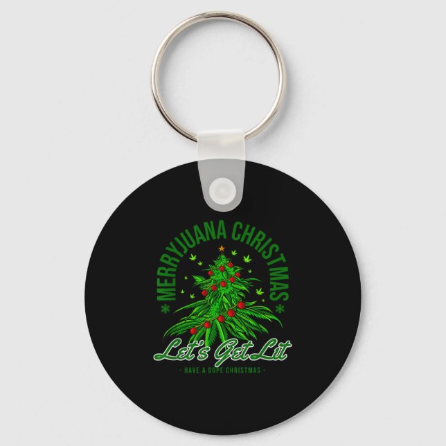 Merryjuana Christmas Christmas Weed T Roll  Keychain (Front)