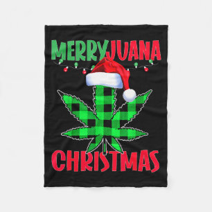 Merryjuana Weed Leaf Funny Christmas Pajama X-mas Fleece Blanket