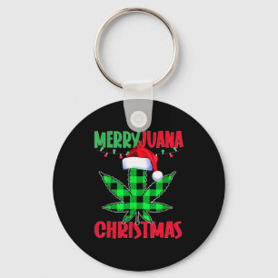 Merryjuana Weed Leaf Funny Christmas Pajama X-mas Keychain