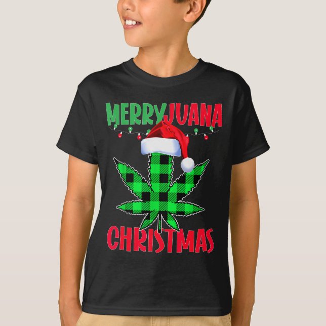 Merryjuana Weed Leaf Funny Christmas Pajama X-mas  T-Shirt (Front)