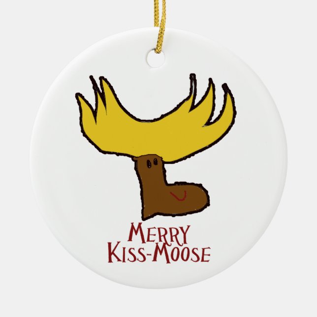 MerryKissMoose Ceramic Ornament (Front)