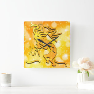 Merrymaker Kokopelli Musical Notes Square Wall Clock
