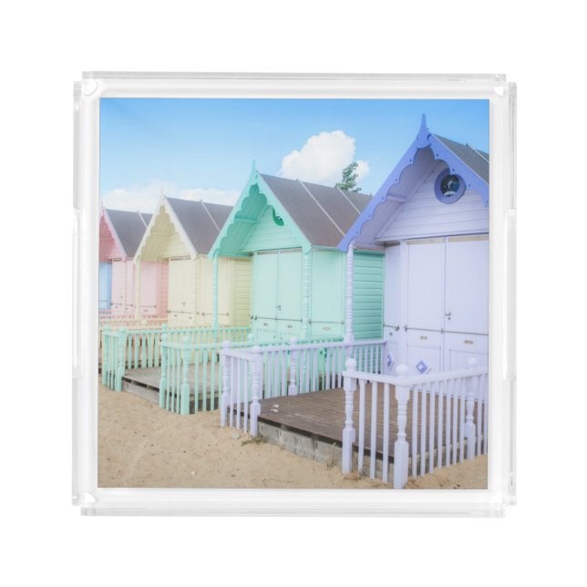 Mersea Island Beach Huts Acrylic Tray (Front)