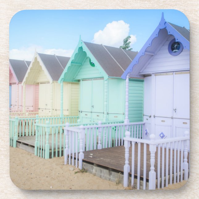Mersea Island Beach Huts Drink Coaster (Front)