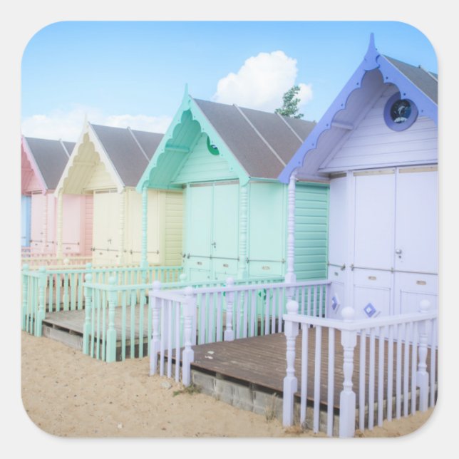 Mersea Island Beach Huts Square Sticker (Front)