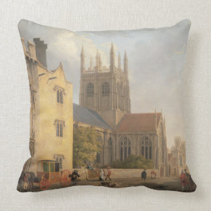 Merton College, Oxford, 1771 (oil on canvas) Throw Pillow