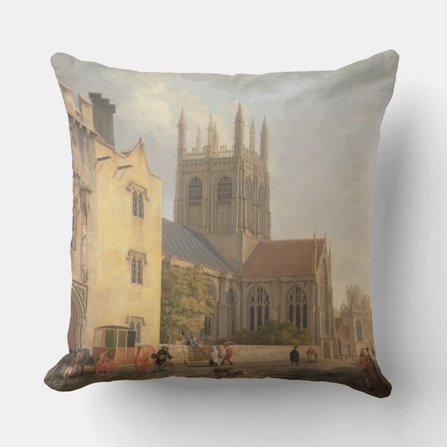 Merton College, Oxford, 1771 (oil on canvas) Throw Pillow (Front)