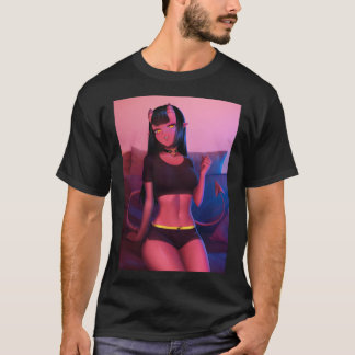 Meru The Succubus Meru The Demon Girl Black Borde T-Shirt