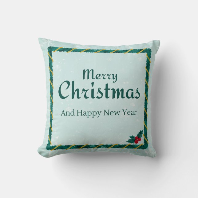 Mery Christmas and happy new year Throw Pillow (Front)