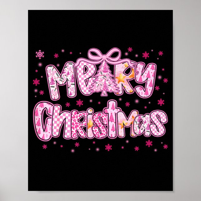 Mery Christmas Cute Nk Coquette Pajamas Xmas Women Poster (Front)