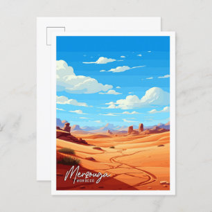 Merzouga Morocco Art vintage travel illustration Postcard
