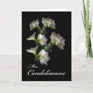 Mes Condoléances, French Sympathy, White Flowers Card