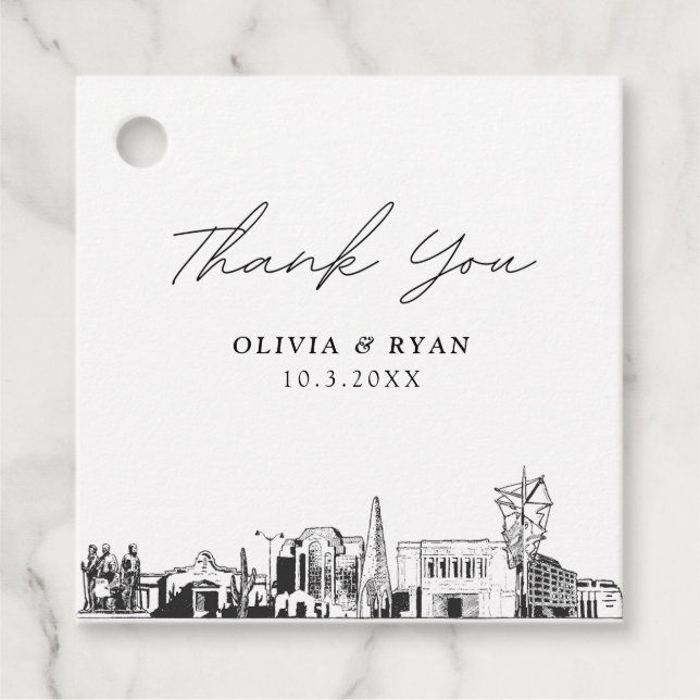 Mesa Arizona Landmarks Wedding Favor Tag (Front)