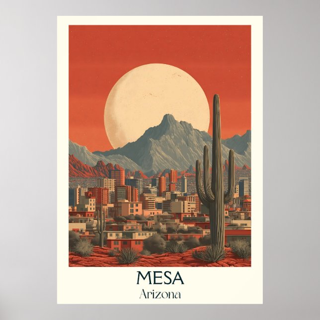 Mesa Arizona Retro Travel Poster | Vintage Desert  (Front)
