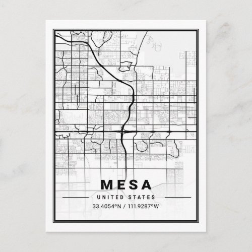 Mesa Arizona USA Travel City Map Postcard