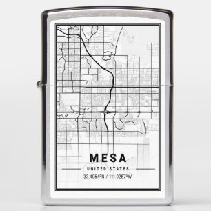 Mesa Arizona USA Travel City Map Poster Zippo Lighter