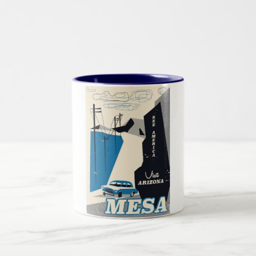 Mesa Arizona vintage style travel poster Two_Tone Coffee Mug