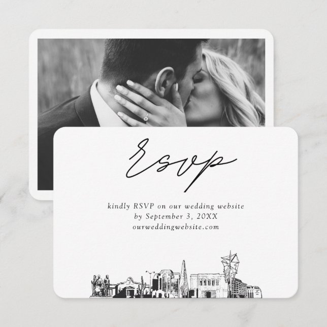 Mesa Arizona Wedding Minimalist Sketch RSVP Enclosure Card (Front/Back)