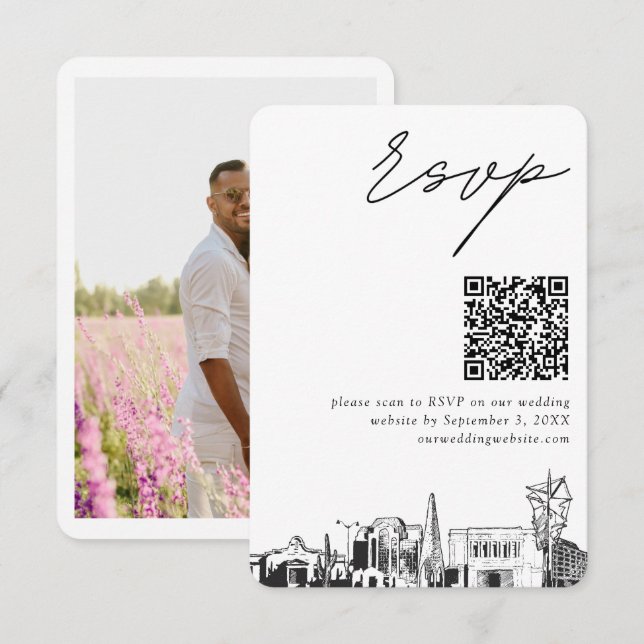 Mesa Arizona Wedding RSVP QR Code Small Enclosure Card (Front/Back)