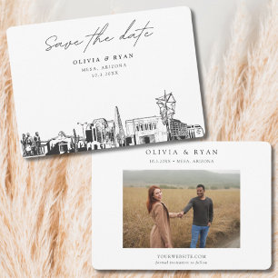 Mesa Arizona Wedding Skyline Save the Date Invitation