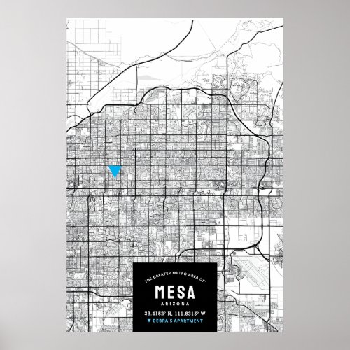 Mesa City Map  Mark Your Location Poster