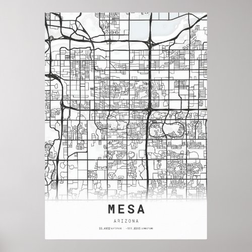 Mesa City Map Poster