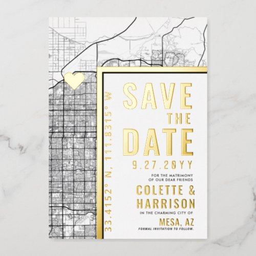 Mesa Love Locator  Wedding Save the Date Foil Invitation