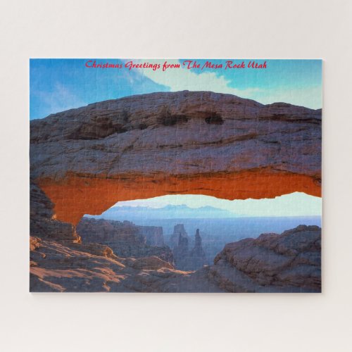 Mesa Rock Utah Christmas Greetings Jigsaw Puzzle