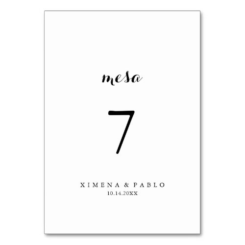 Mesa Spanish Wedding Table Number