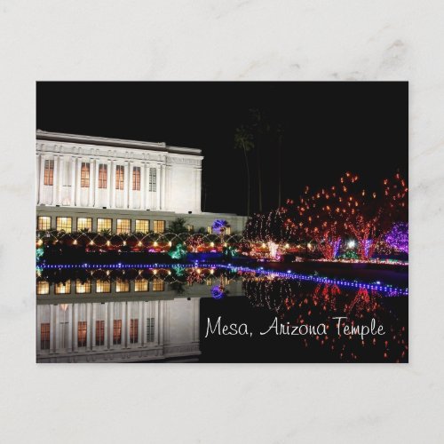 Mesa Temple lights postcard