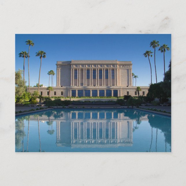 Mesa temple reflecting in a blue pool postcard (Front)