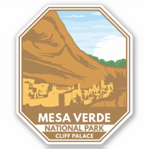 Mesa Verde National Park Cliff Palace Retro Emblem Sticker