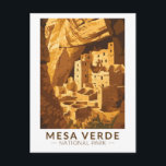 Mesa Verde National Park Cliff Palace Travel Art Postcard<br><div class="desc">Mesa Verde vector artwork design. The park is known for its well-preserved Ancestral Puebloan cliff dwellings,  notably the huge Cliff Palace.</div>