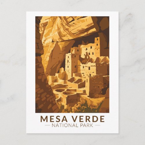 Mesa Verde National Park Cliff Palace Travel Art Postcard