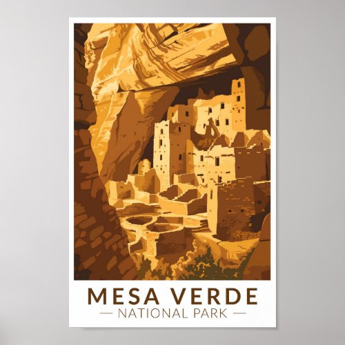 Mesa Verde National Park Cliff Palace Travel Art Poster